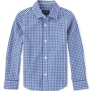 The Children's Place Boys Navy and White Gingham print button down, 4T